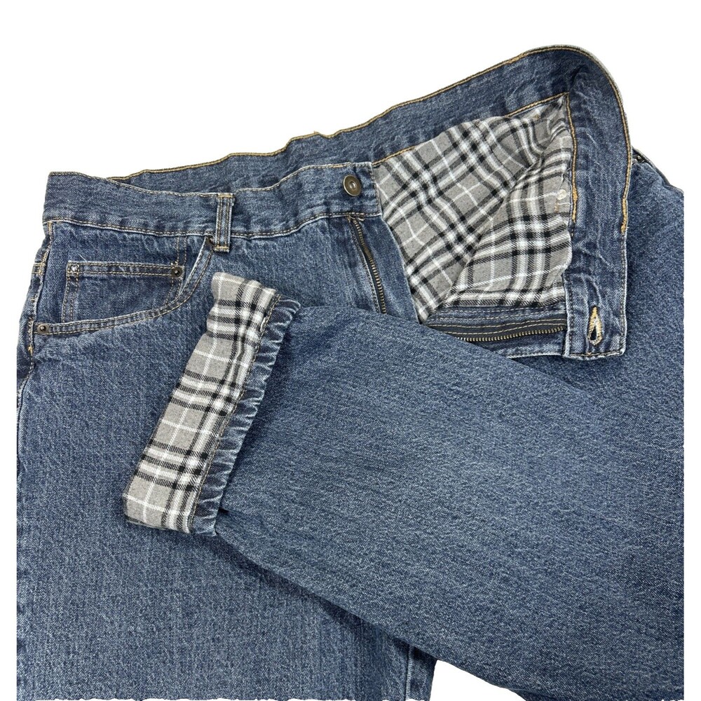 Adventuridge Men's Relaxed Fit Flannel Lined Denim Jeans Blue 40 X 32 Cabincore